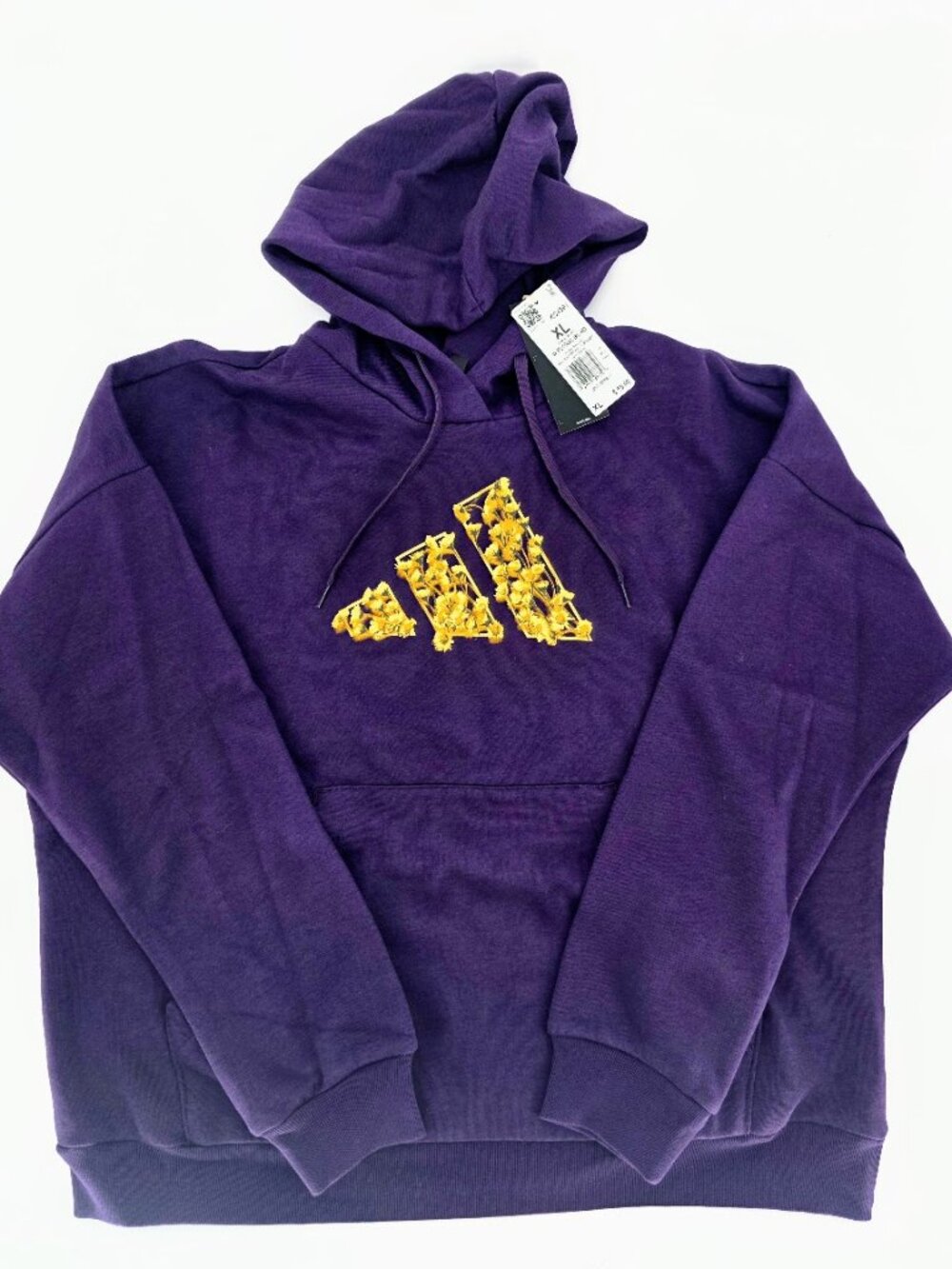 NWT Adidas Women's Floral Badge of Sport Hoodie Purple Size XL
